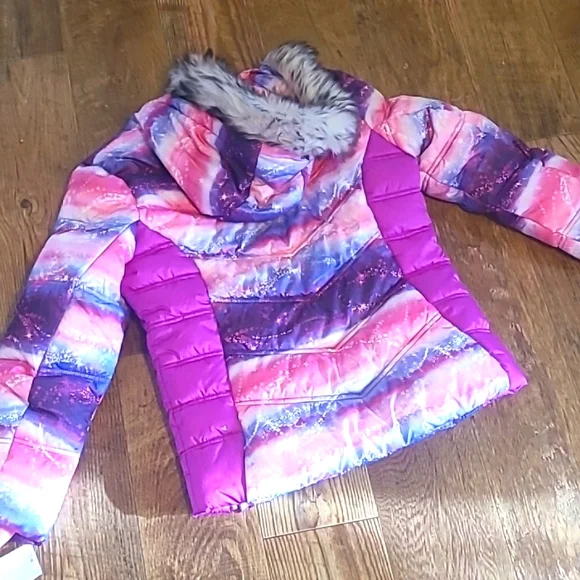 NWT! Girls Size 14 ZeroXposur Puffer Hooded Jacket Crystal Print